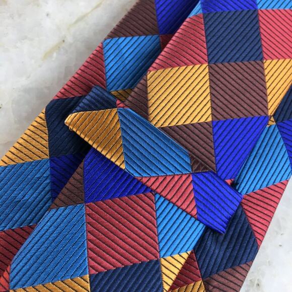 MULTICOLOR PLAID SILK TIE - Picture 7 of 10